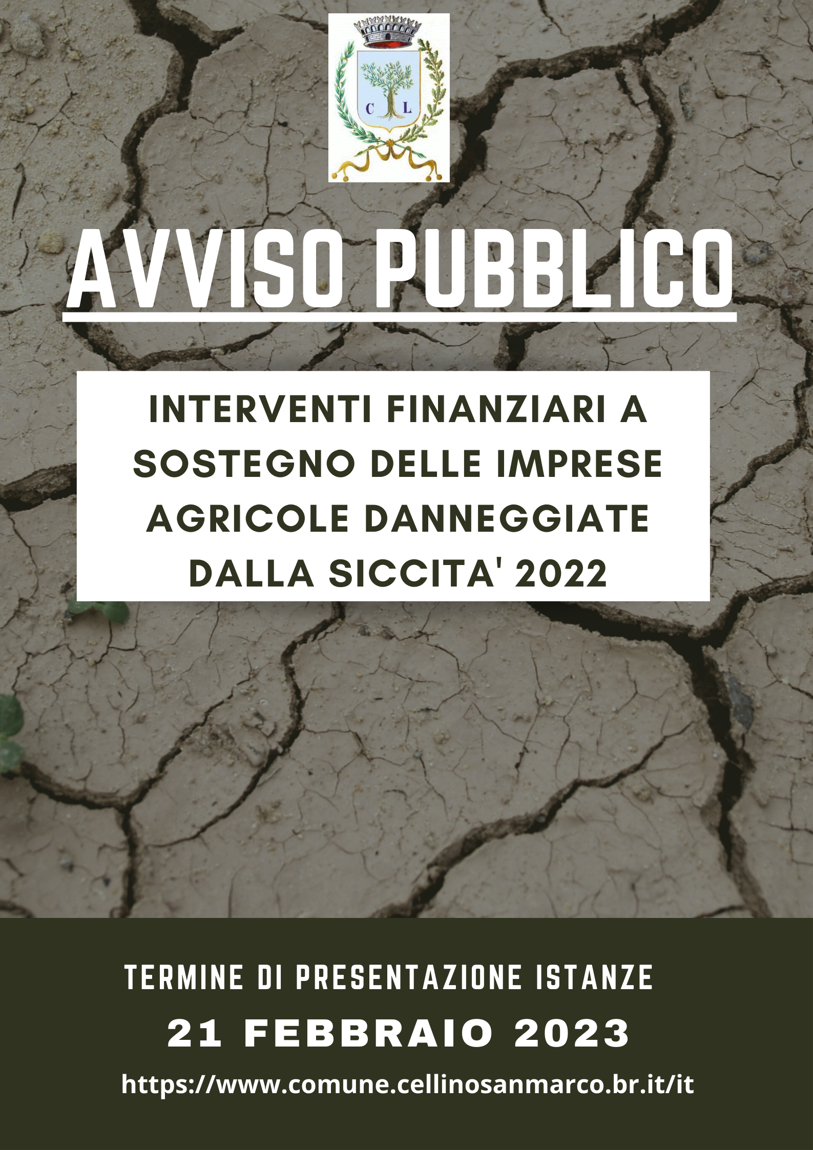 INTERVENTI FINANZIARI A SOSTEGNO DELLE IMPRESE AGRICOLE DANNEGGIATE DALLA SICCITA' 2022 -AVVISO PUBBLICO