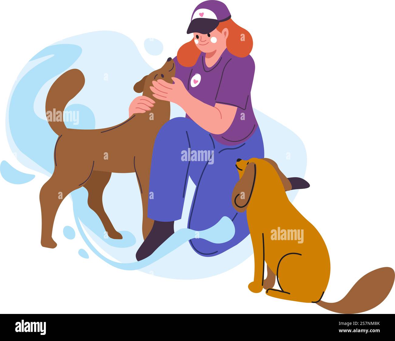 donna-volontaria-che-si-prende-cura-di-animali-randagi-donna-isolata-in-uniforme-lavoratrice- immagine